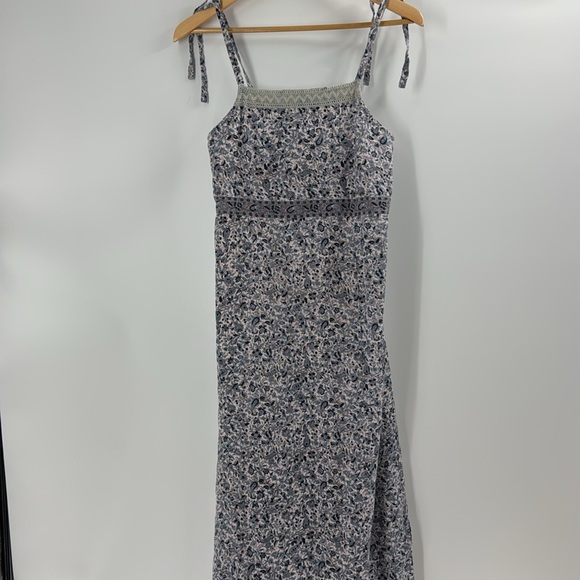 Fashion Fuse blue and white ditzy print cotton spaghetti strap maxi slip dress - Picture 4 of 14